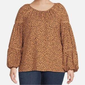 Terra & Sky Brown Animal Print Top